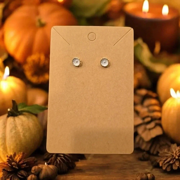 Gold Plated Acrylic Flower Stud Earrings - Picture 2 of 2